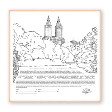 Landmark "Central Park" Line Drawing Ketubah
