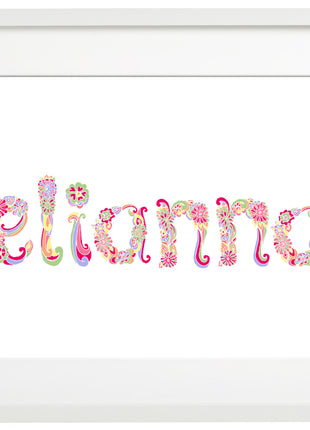 Baby Name Art in Florals