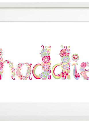 Baby Name Art in Florals