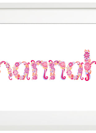 Baby Name Art in Florals