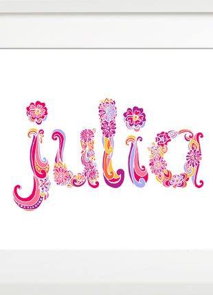 Baby Name Art in Florals