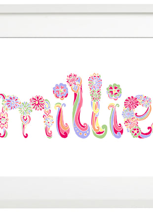 Baby Name Art in Florals