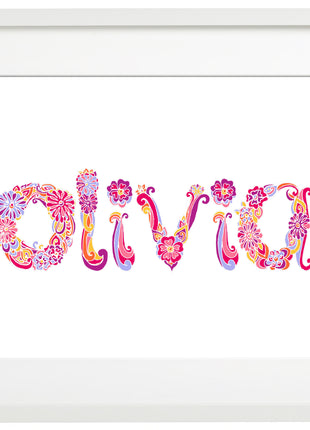 Baby Name Art in Florals