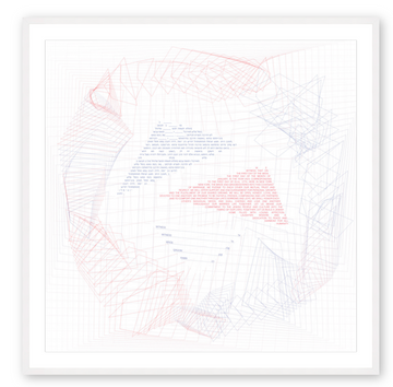 Abstract "Infinitely Intertwined" Red+Blue Ketubah