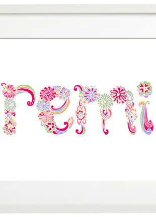 Baby Name Art in Florals