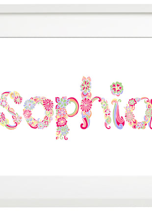 Baby Name Art in Florals