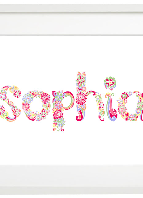 Baby Name Art in Florals